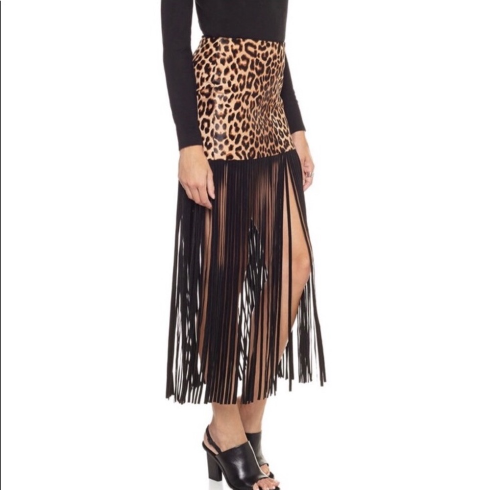 NWT the perfext leather leopard fringe skirt - Picture 6 of 6